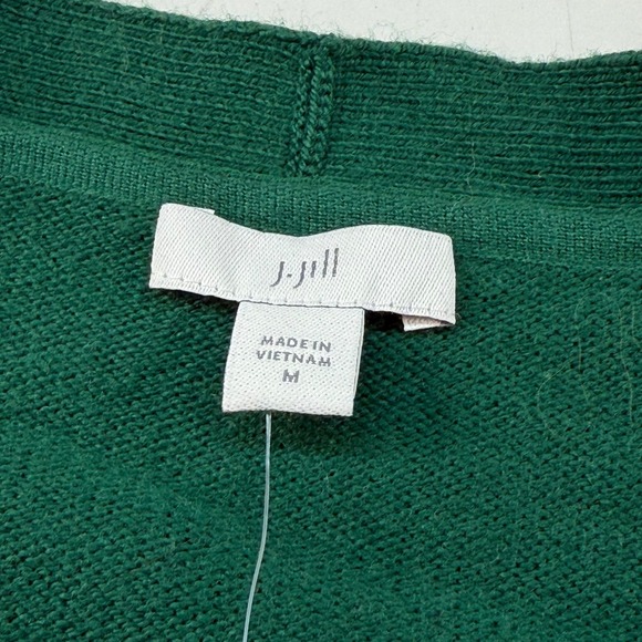 J Jill Boxwood Bejeweled Button Cardigan Sweater Green Cotton Blend Medium NEW - Picture 5 of 11